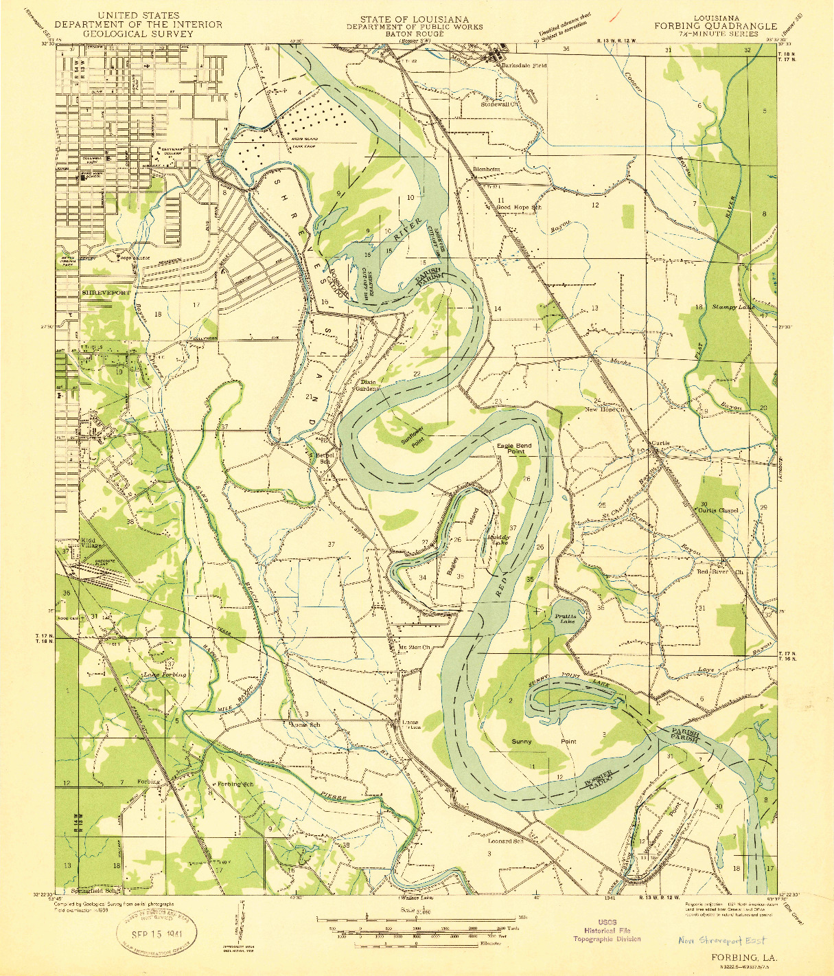 USGS 1:31680-SCALE QUADRANGLE FOR FORBING, LA 1941