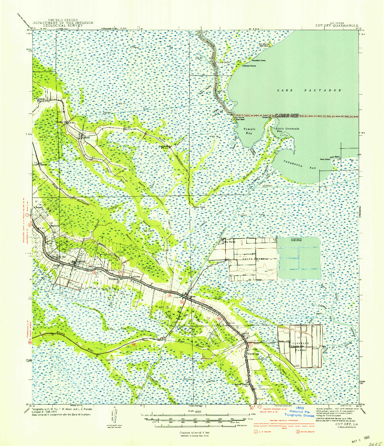 USGS 1:62500-SCALE QUADRANGLE FOR CUT-OFF, LA 1941