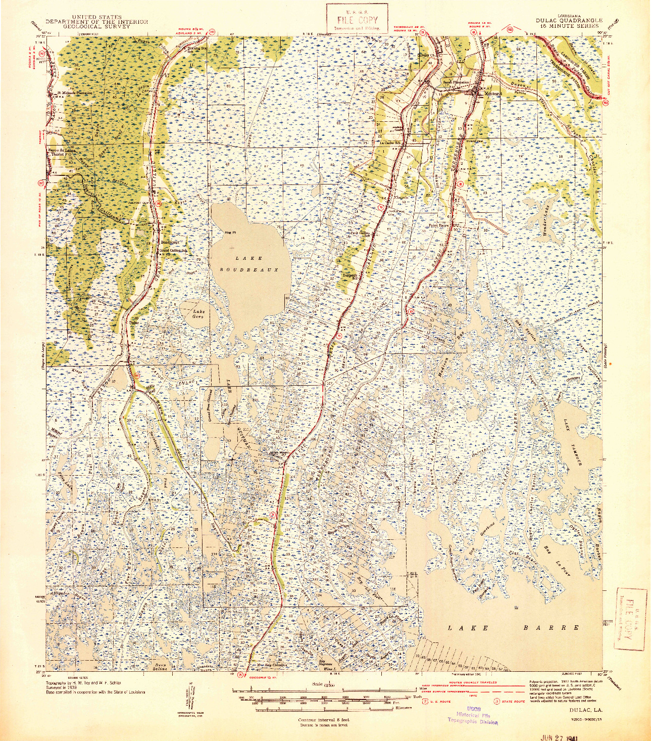 USGS 1:62500-SCALE QUADRANGLE FOR DULAC, LA 1941