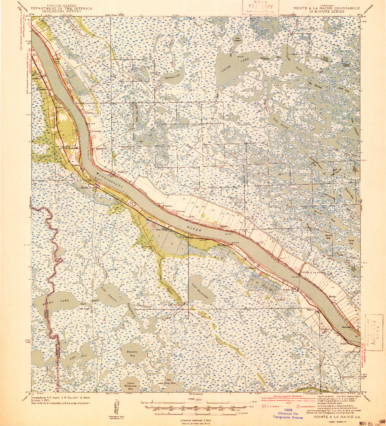 USGS 1:62500-SCALE QUADRANGLE FOR POINTE A LA HACHE, LA 1939
