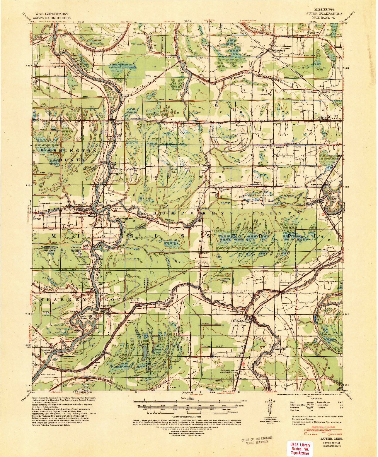 USGS 1:62500-SCALE QUADRANGLE FOR AUTER, MS 1940