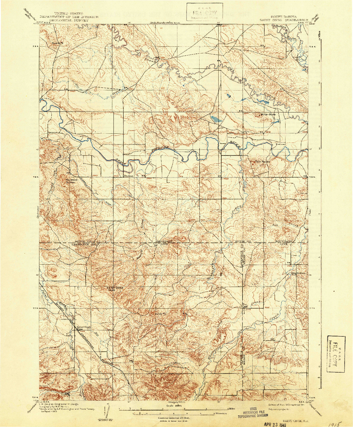 USGS 1:62500-SCALE QUADRANGLE FOR SAINT ONGE, SD 1905