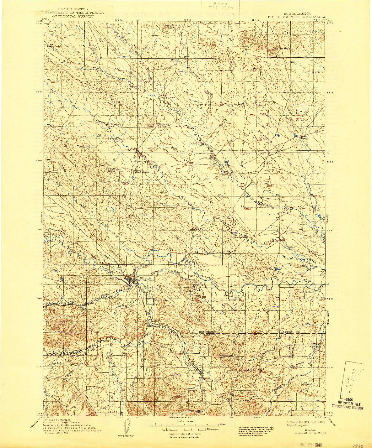 USGS 1:125000-SCALE QUADRANGLE FOR BELLE FOURCHE, SD 1907