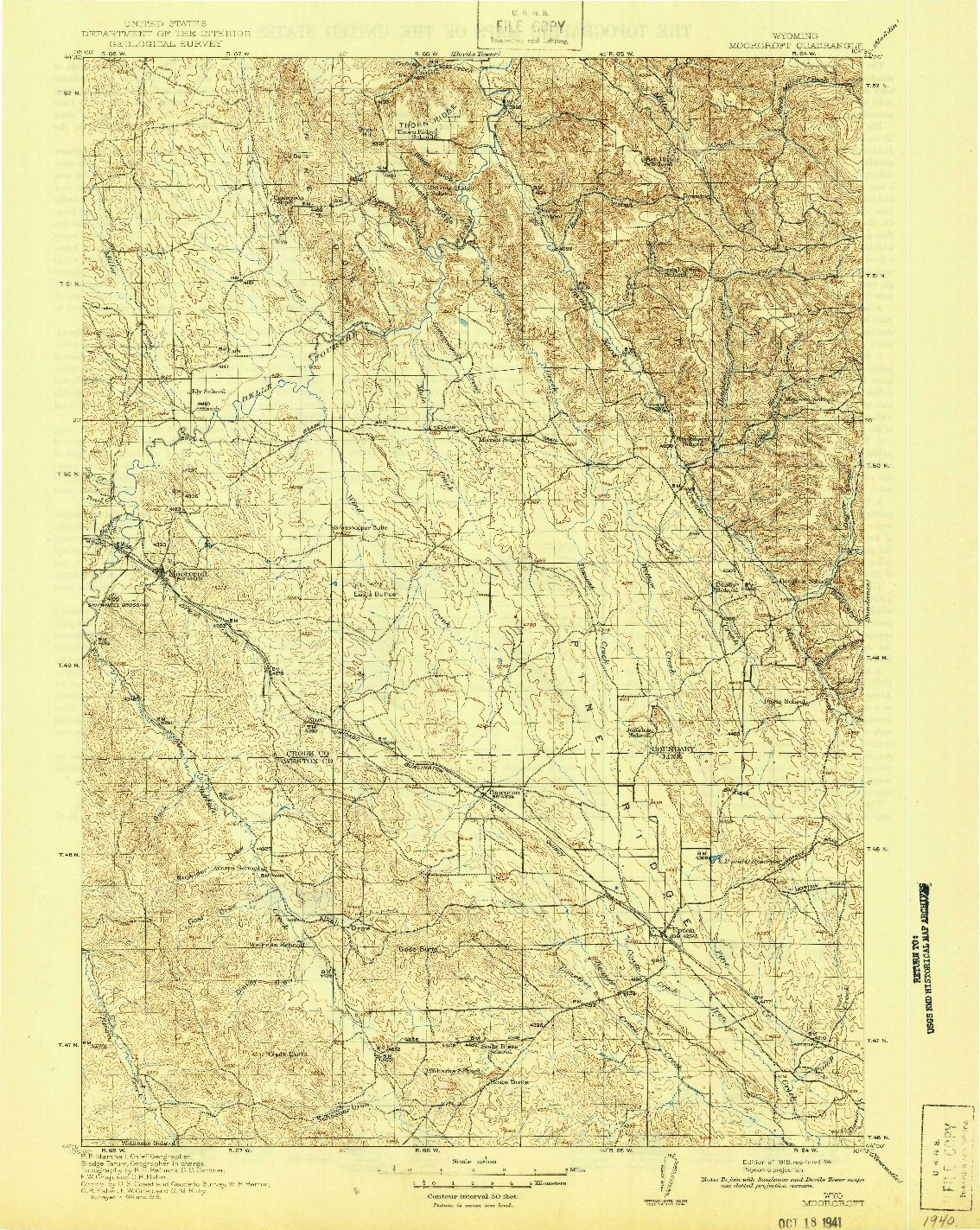USGS 1:62500-SCALE QUADRANGLE FOR MOORCROFT, WY 1918