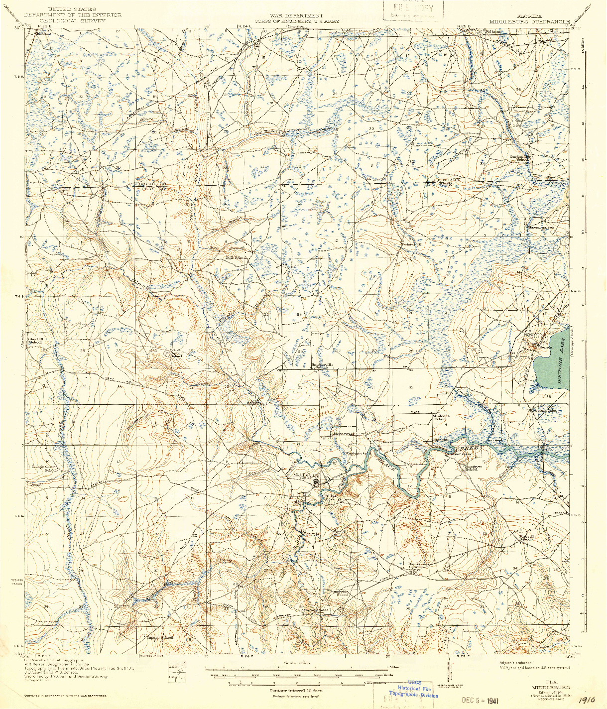 USGS 1:62500-SCALE QUADRANGLE FOR MIDDLEBURG, FL 1918