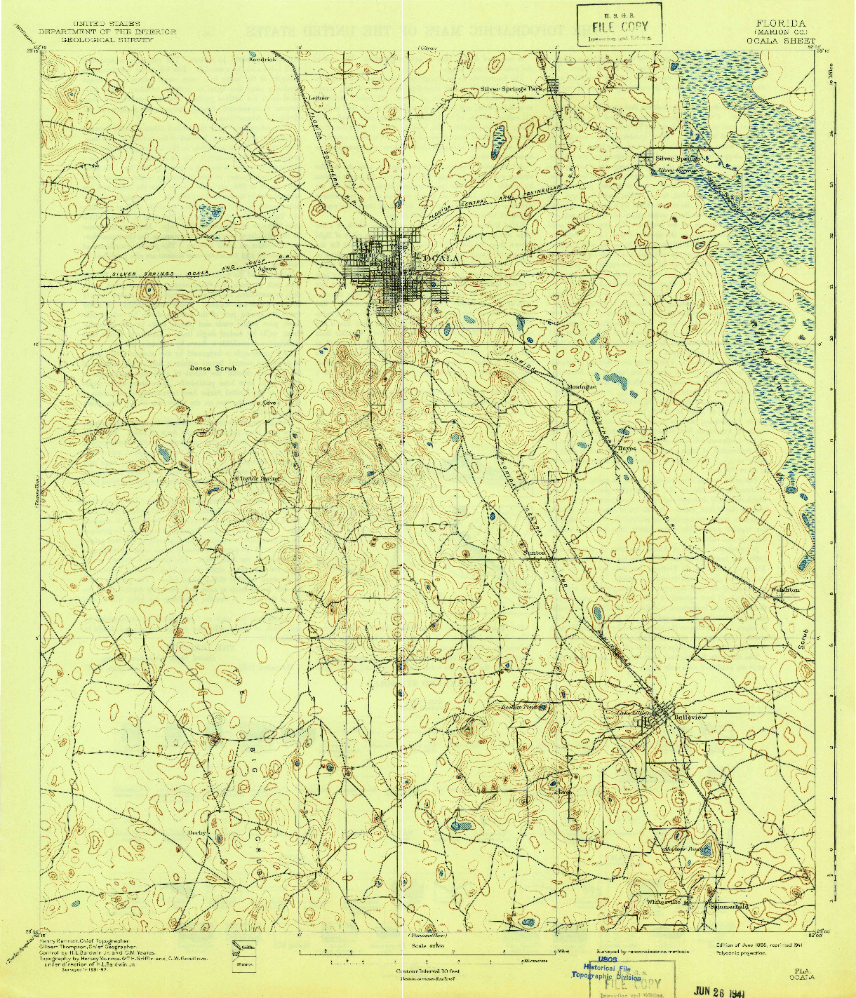 USGS 1:62500-SCALE QUADRANGLE FOR OCALA, FL 1895