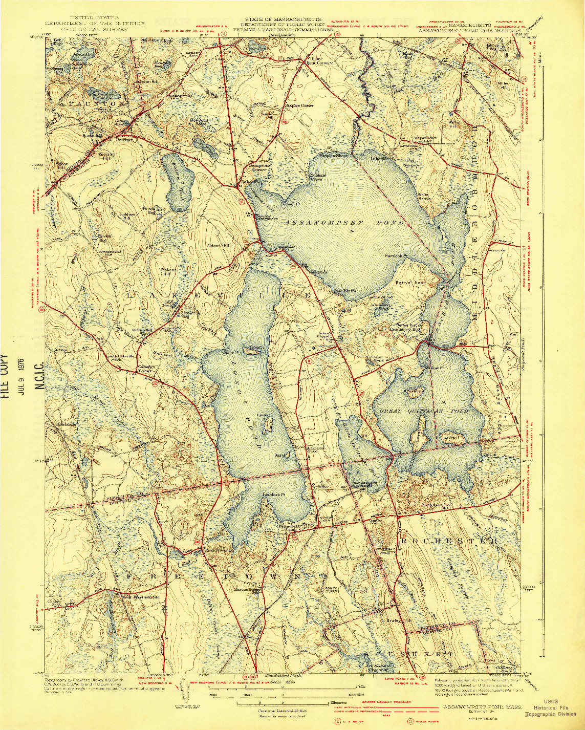 USGS 1:31680-SCALE QUADRANGLE FOR ASSAWOMPSET POND, MA 1941