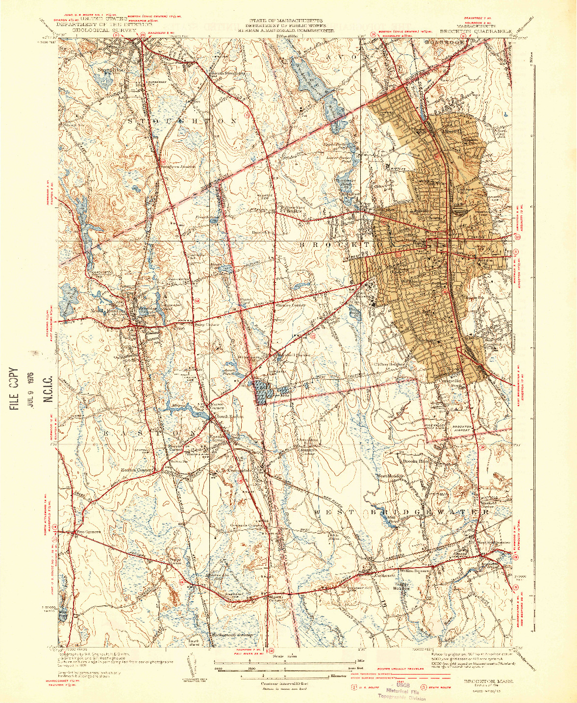 USGS 1:31680-SCALE QUADRANGLE FOR BROCKTON, MA 1941