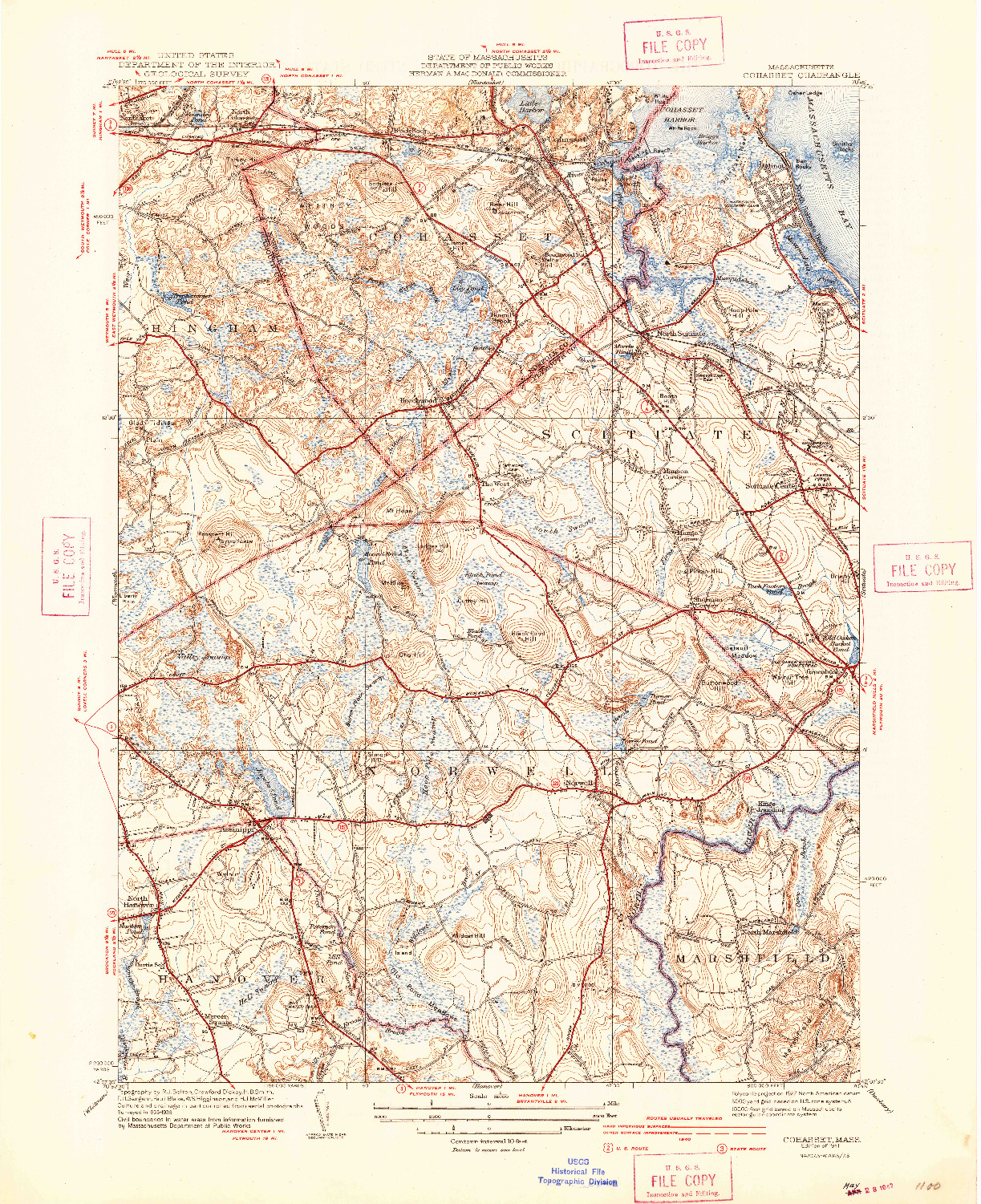 USGS 1:31680-SCALE QUADRANGLE FOR COHASSET, MA 1941