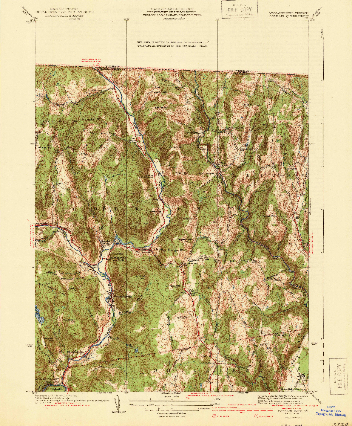USGS 1:31680-SCALE QUADRANGLE FOR COLRAIN, MA 1941