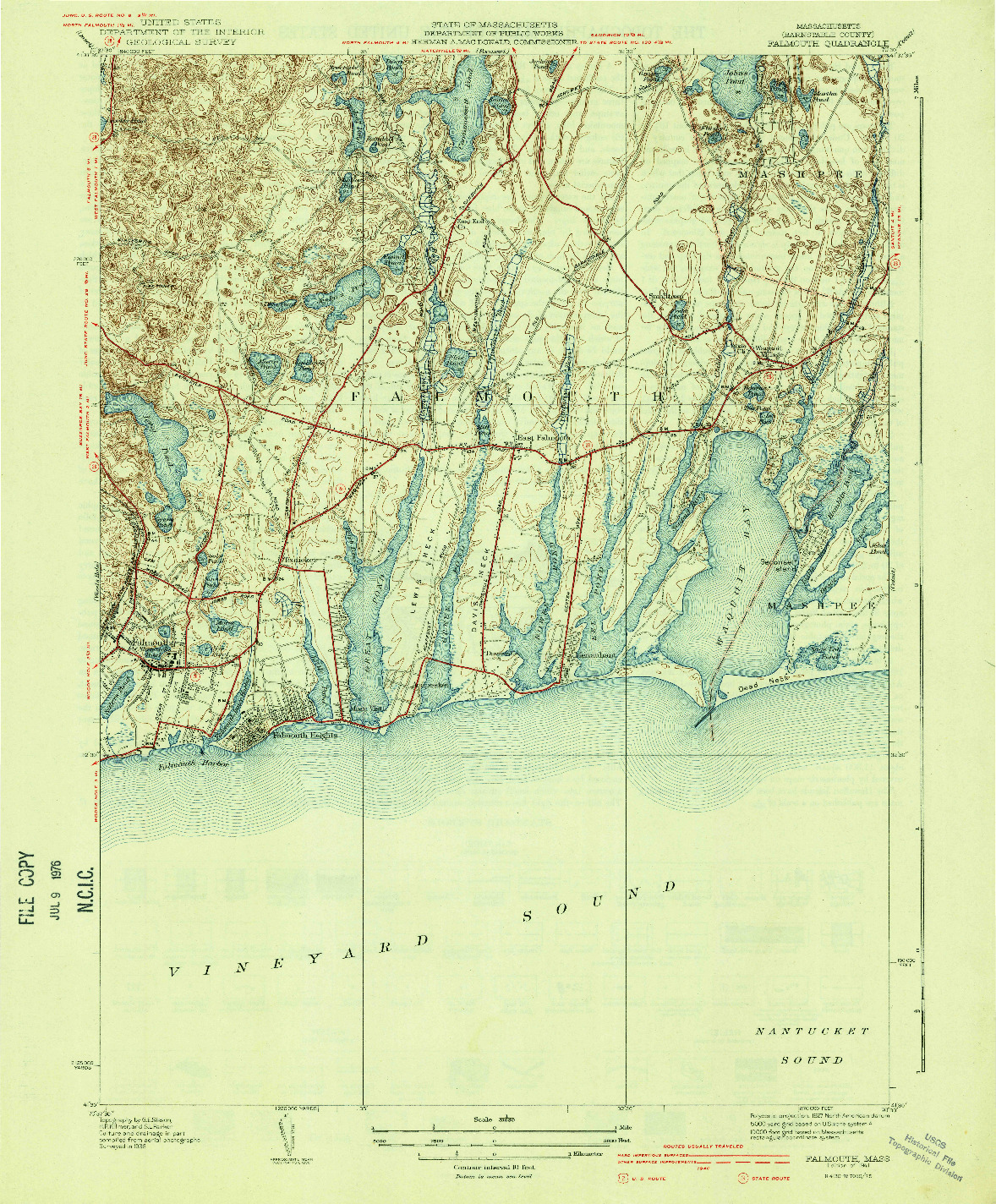 USGS 1:31680-SCALE QUADRANGLE FOR FALMOUTH, MA 1941