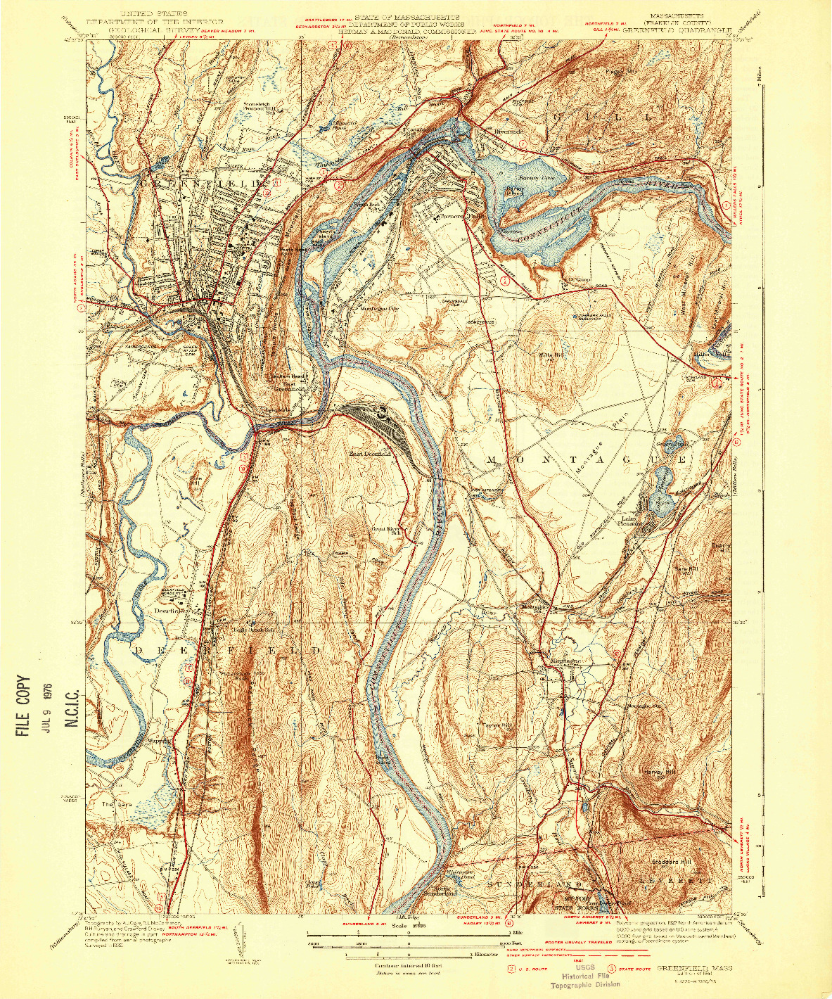 USGS 1:31680-SCALE QUADRANGLE FOR GREENFIELD, MA 1941