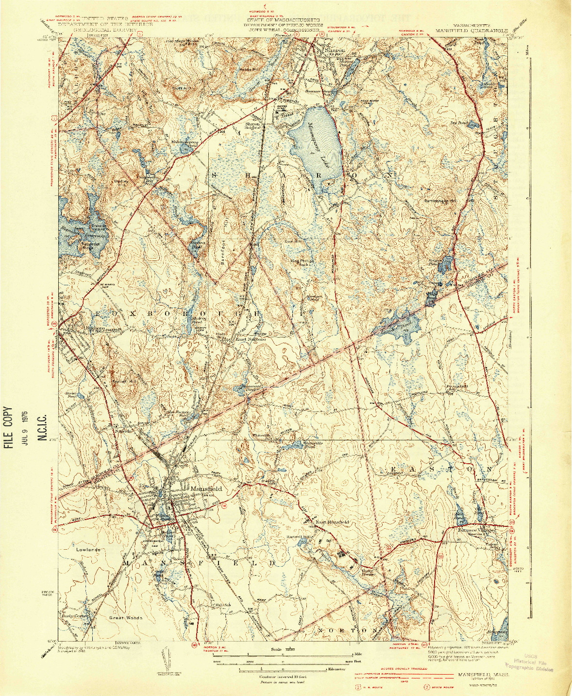 USGS 1:31680-SCALE QUADRANGLE FOR MANSFIELD, MA 1941