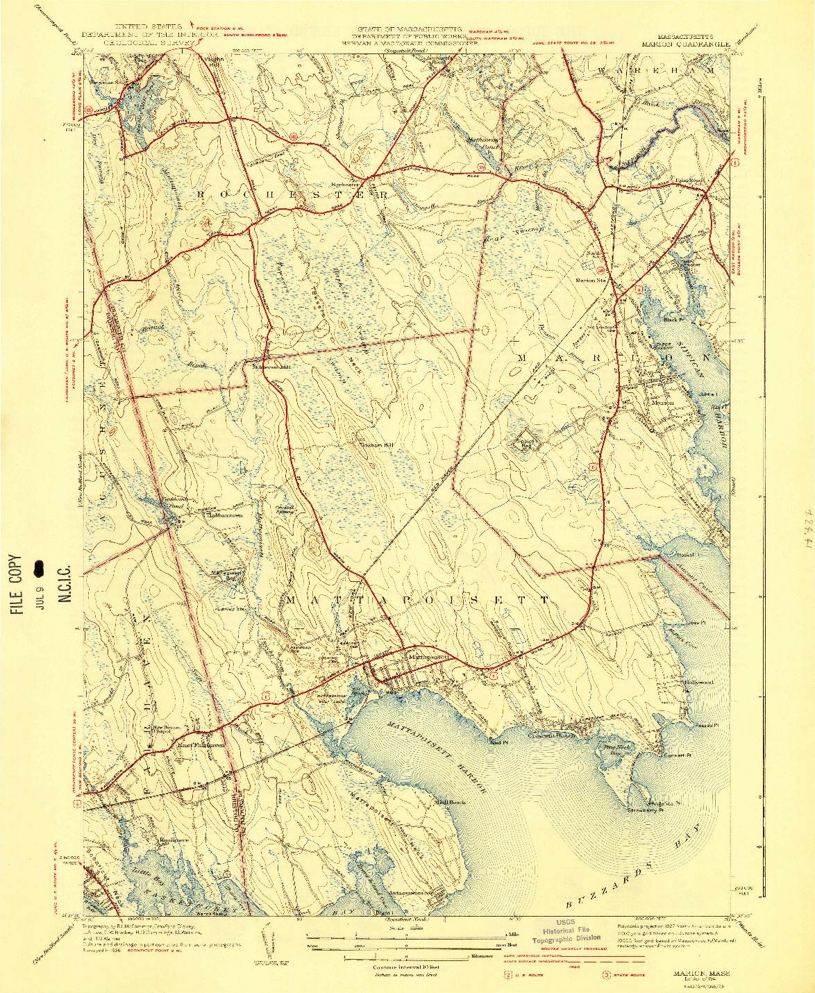 USGS 1:31680-SCALE QUADRANGLE FOR MARION, MA 1941