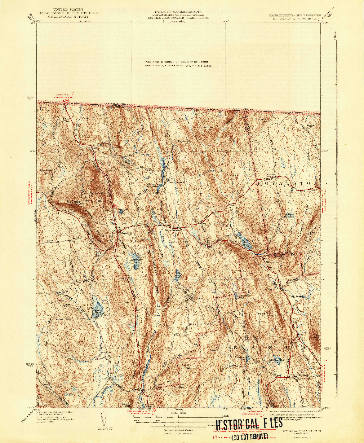 USGS 1:31680-SCALE QUADRANGLE FOR MT GRACE, MA 1941