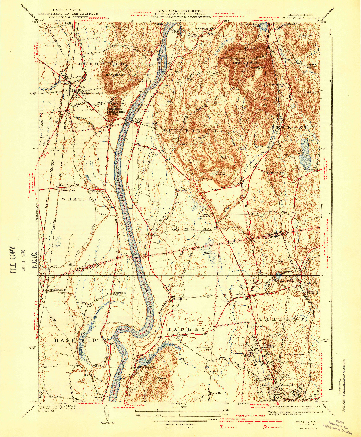 USGS 1:31680-SCALE QUADRANGLE FOR MT TOBY, MA 1941