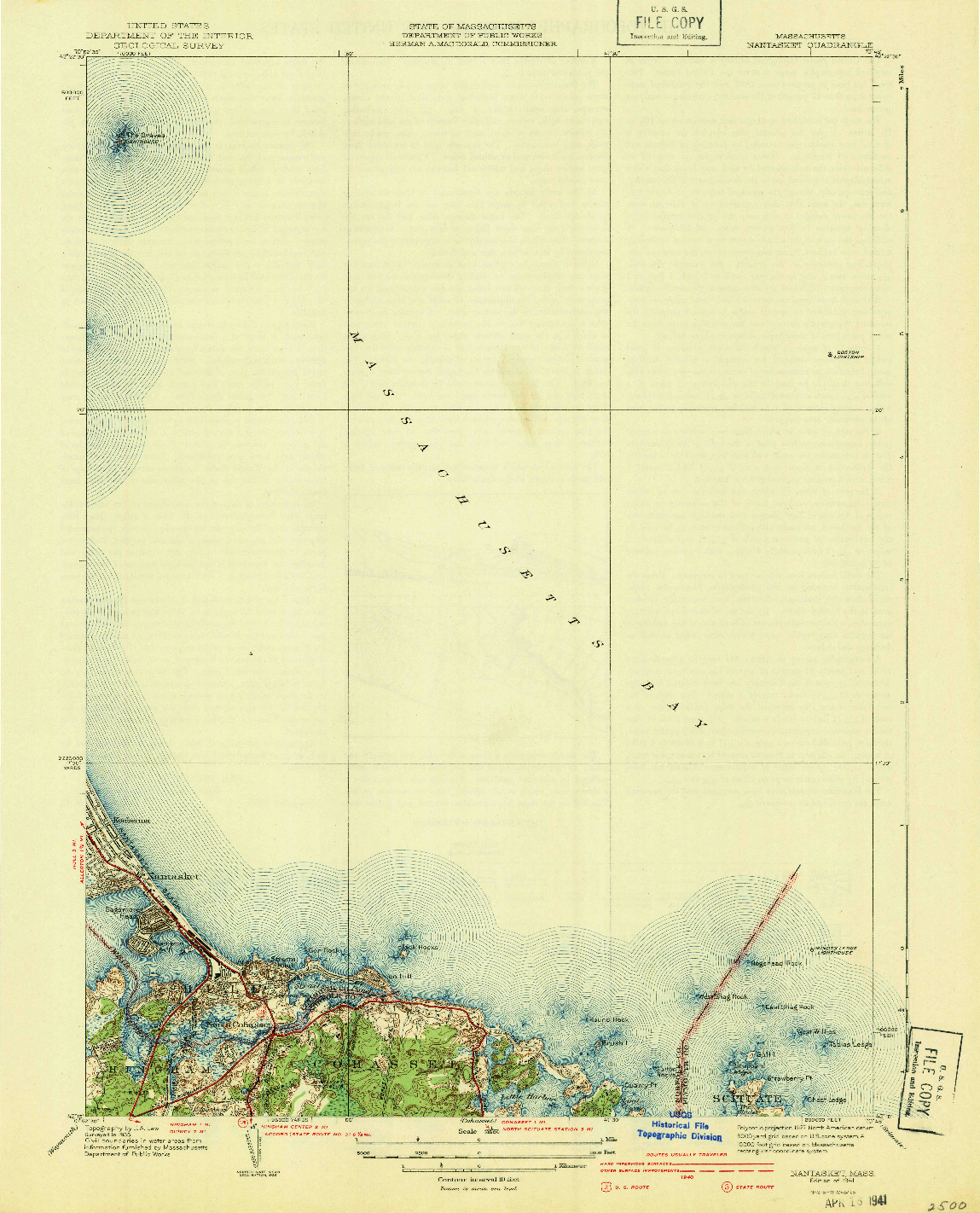 USGS 1:31680-SCALE QUADRANGLE FOR NANTASKET, MA 1941