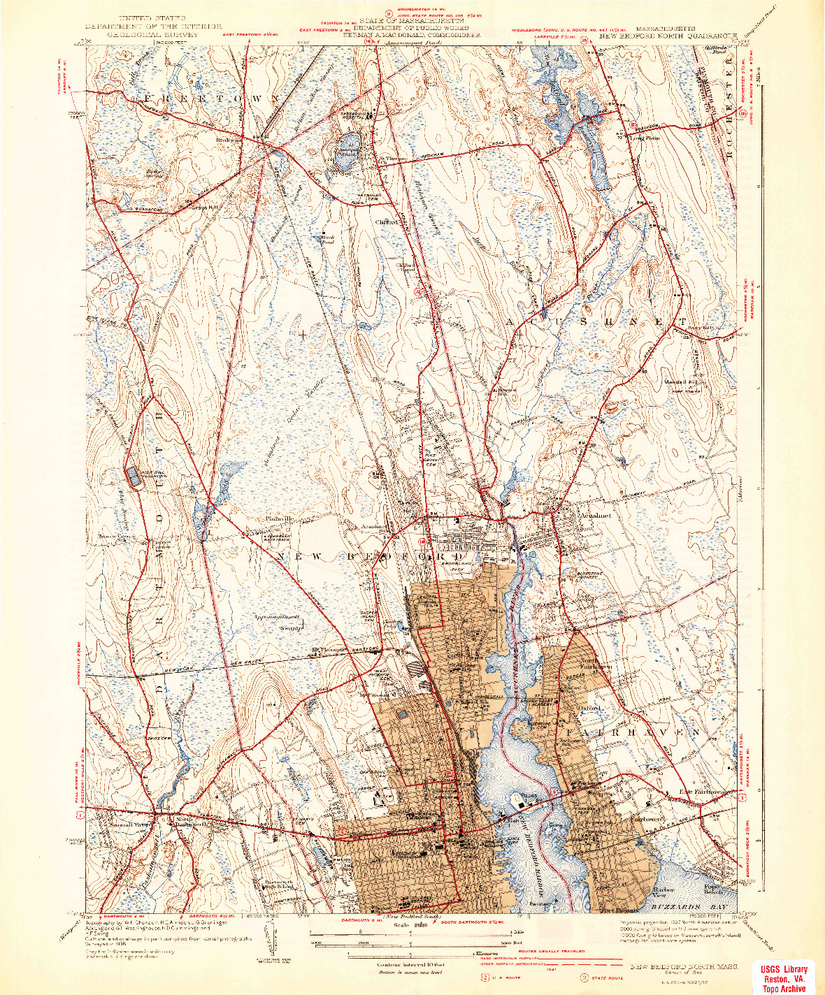 USGS 1:31680-SCALE QUADRANGLE FOR NEW BEDFORD NORTH, MA 1941
