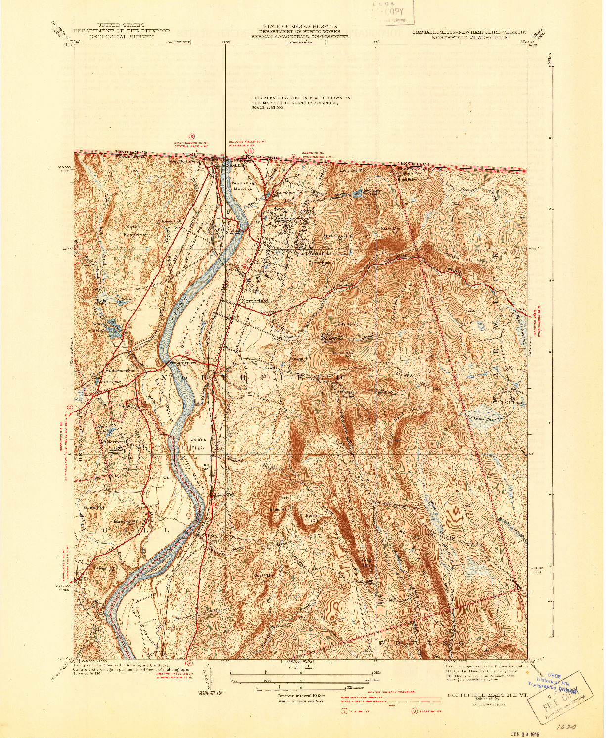 USGS 1:31680-SCALE QUADRANGLE FOR NORTHFIELD, MA 1941