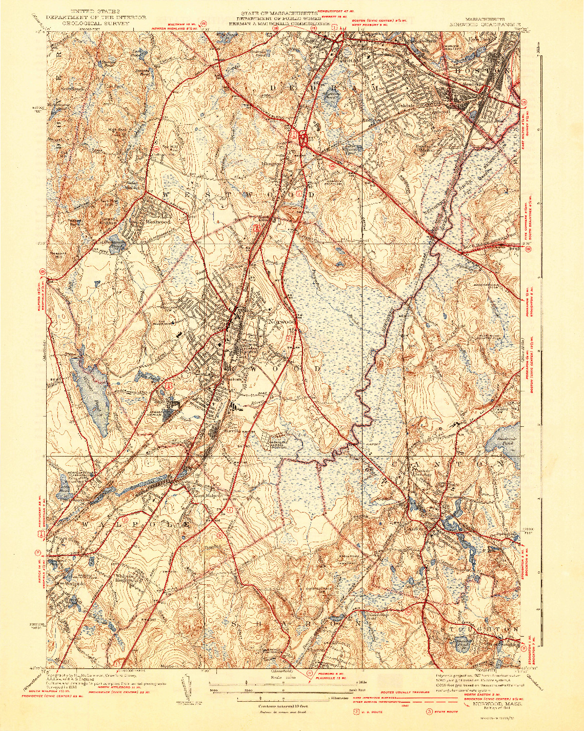 USGS 1:31680-SCALE QUADRANGLE FOR NORWOOD, MA 1941