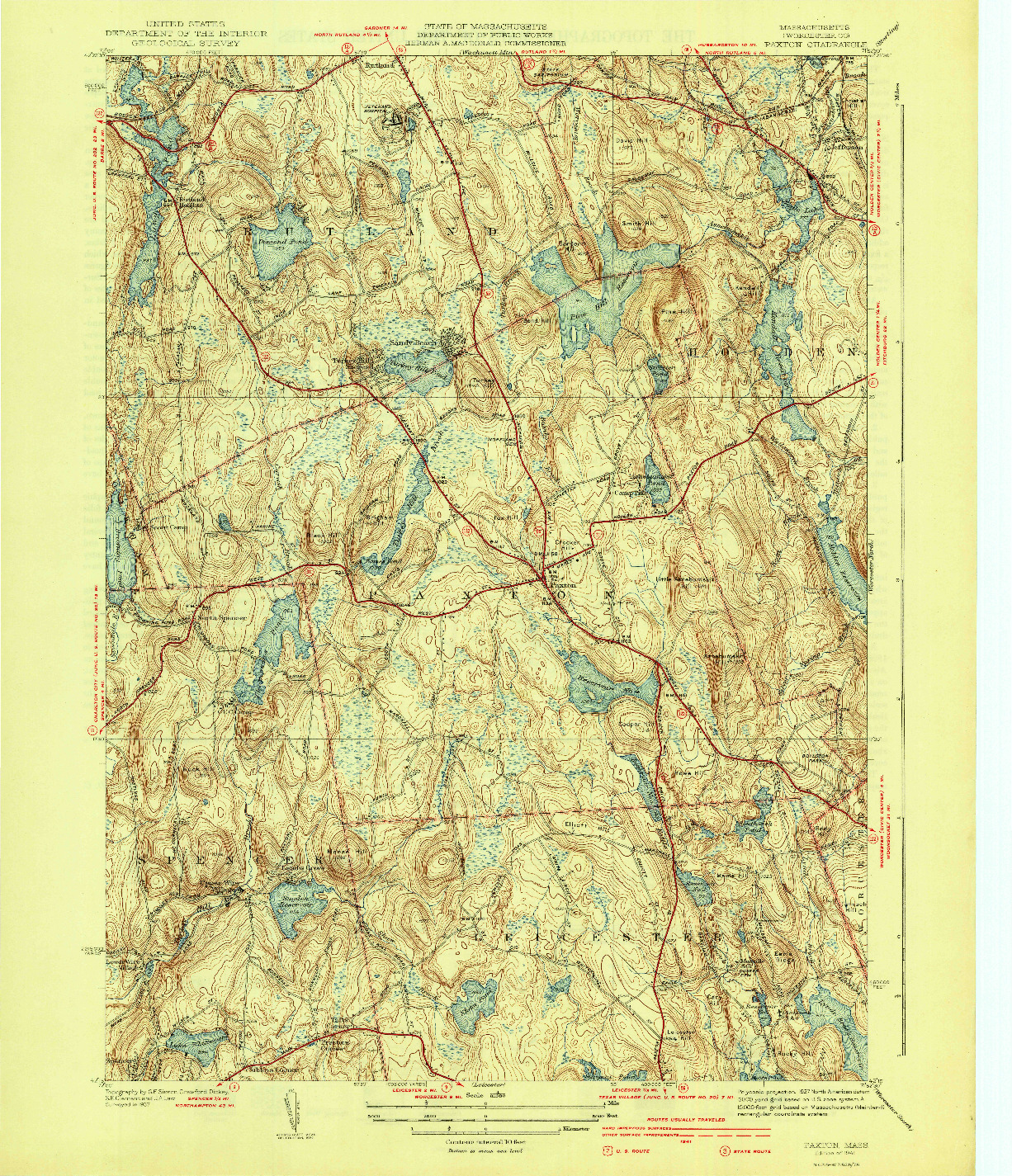 USGS 1:31680-SCALE QUADRANGLE FOR PAXTON, MA 1941