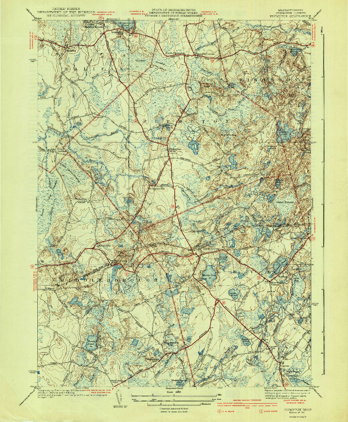 USGS 1:31680-SCALE QUADRANGLE FOR PLYMPTON, MA 1941