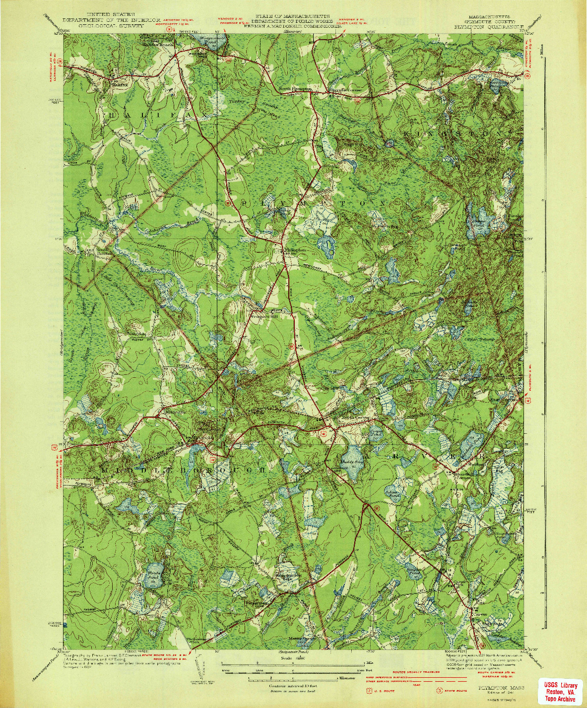 USGS 1:31680-SCALE QUADRANGLE FOR PLYMPTON, MA 1941