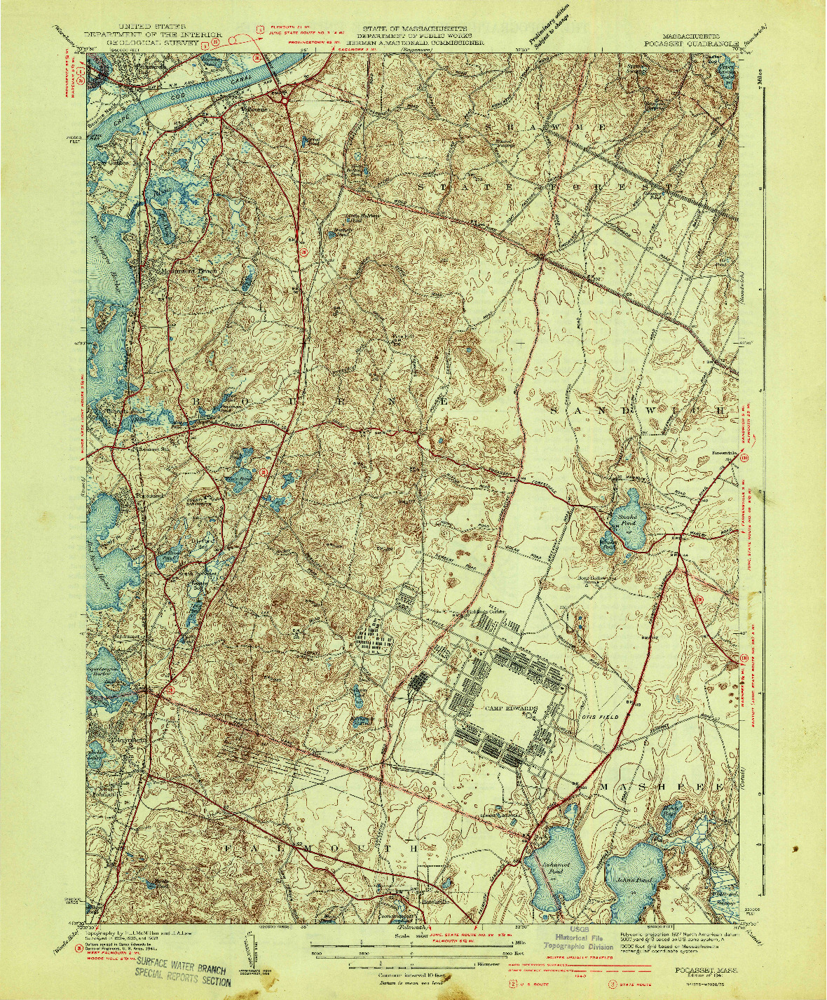 USGS 1:31680-SCALE QUADRANGLE FOR POCASSET, MA 1941
