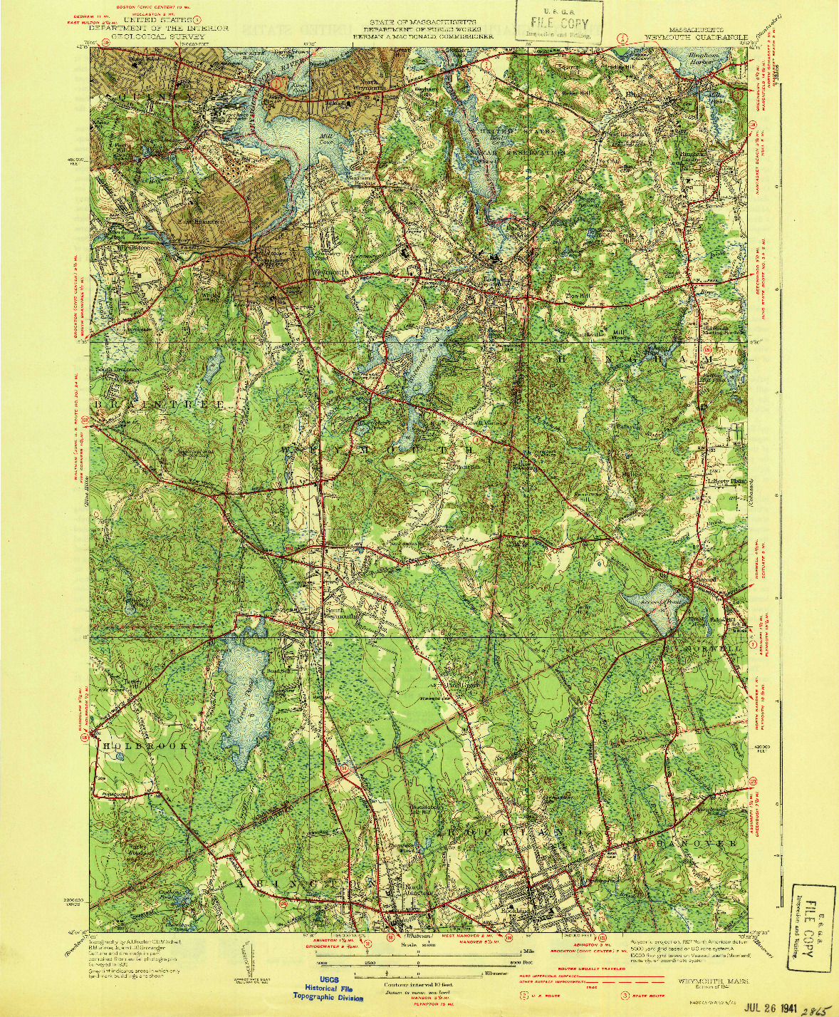 USGS 1:31680-SCALE QUADRANGLE FOR WEYMOUTH, MA 1941
