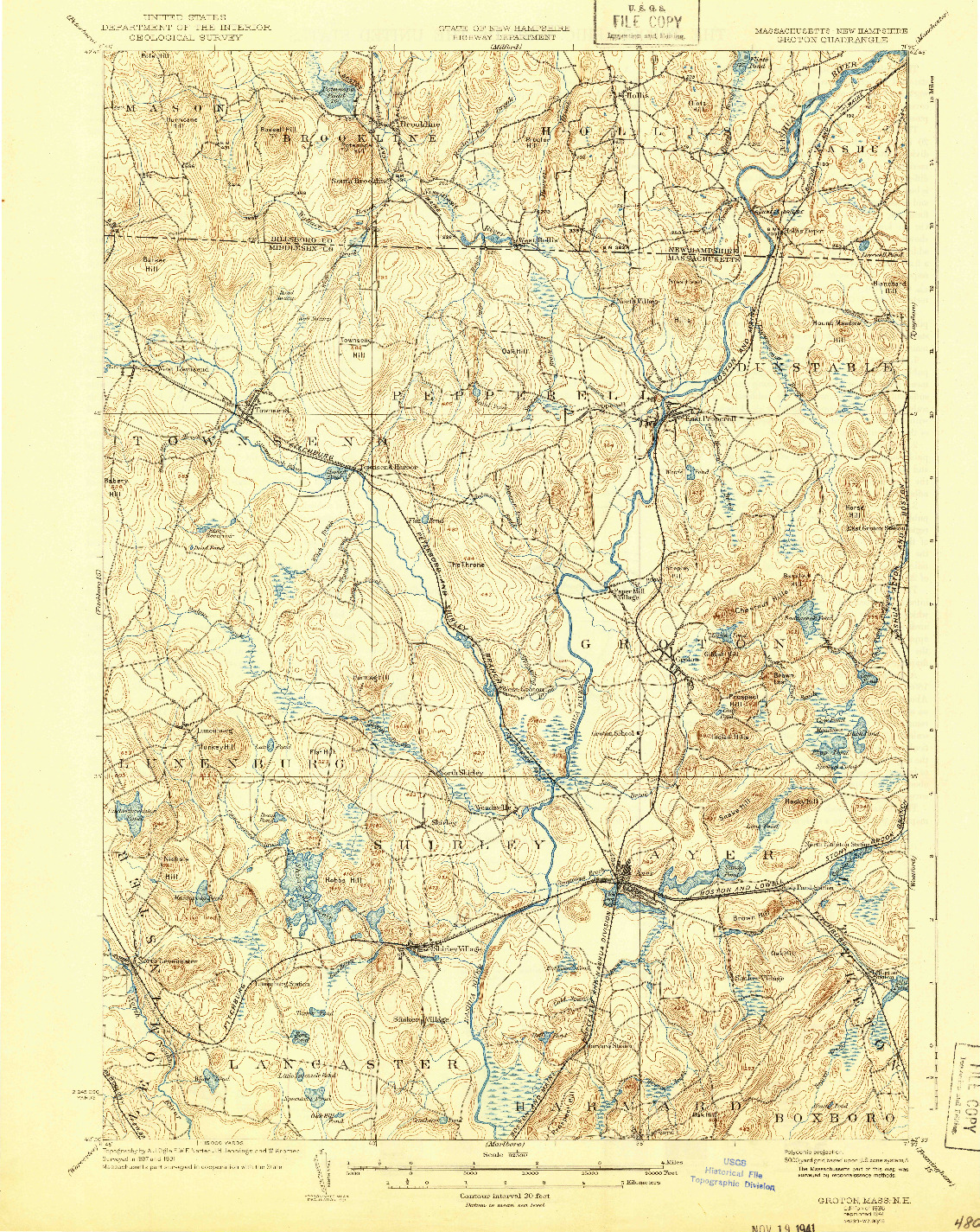 USGS 1:62500-SCALE QUADRANGLE FOR GROTON, MA 1936