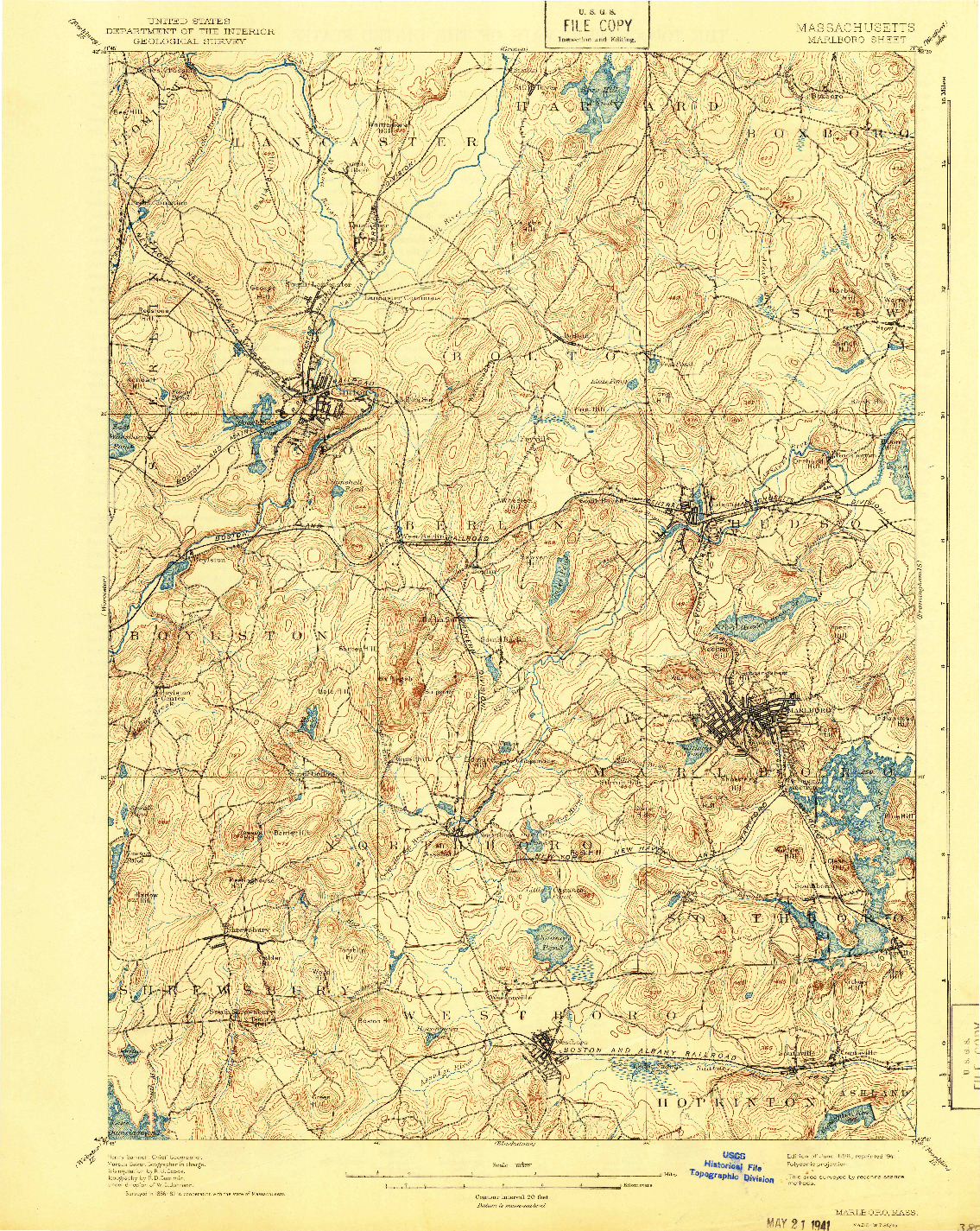 USGS 1:62500-SCALE QUADRANGLE FOR MARLBORO, MA 1898