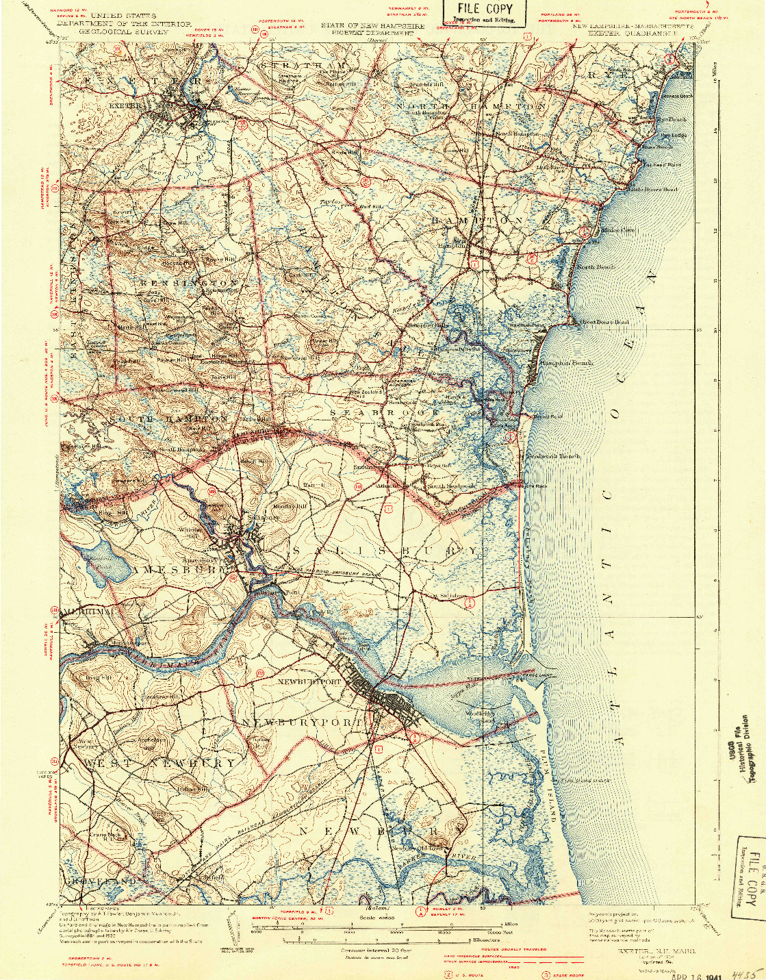 USGS 1:62500-SCALE QUADRANGLE FOR EXETER, NH 1934