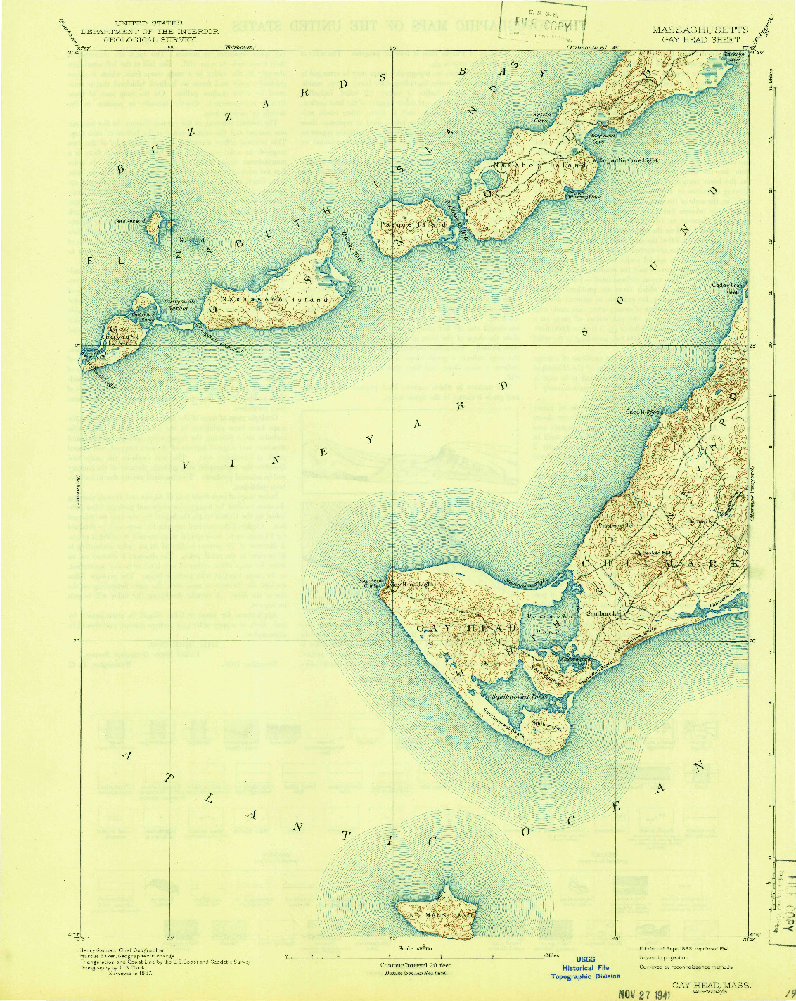 USGS 1:62500-SCALE QUADRANGLE FOR GAY HEAD, MA 1893