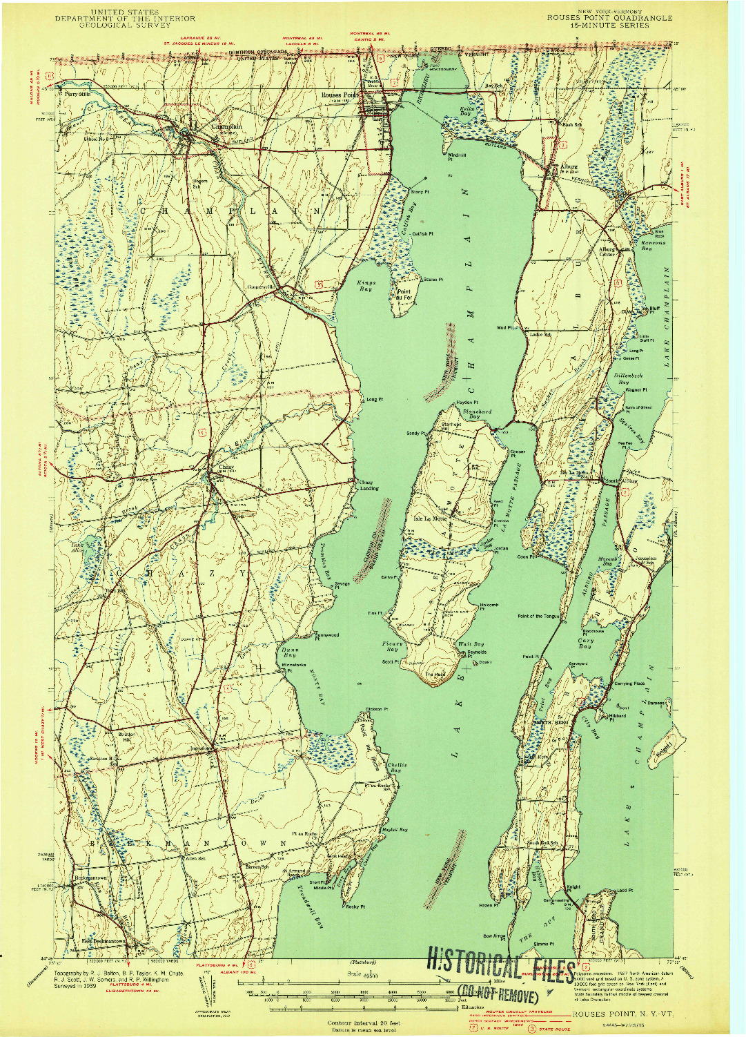 USGS 1:62500-SCALE QUADRANGLE FOR ROUSES POINT, NY 1939