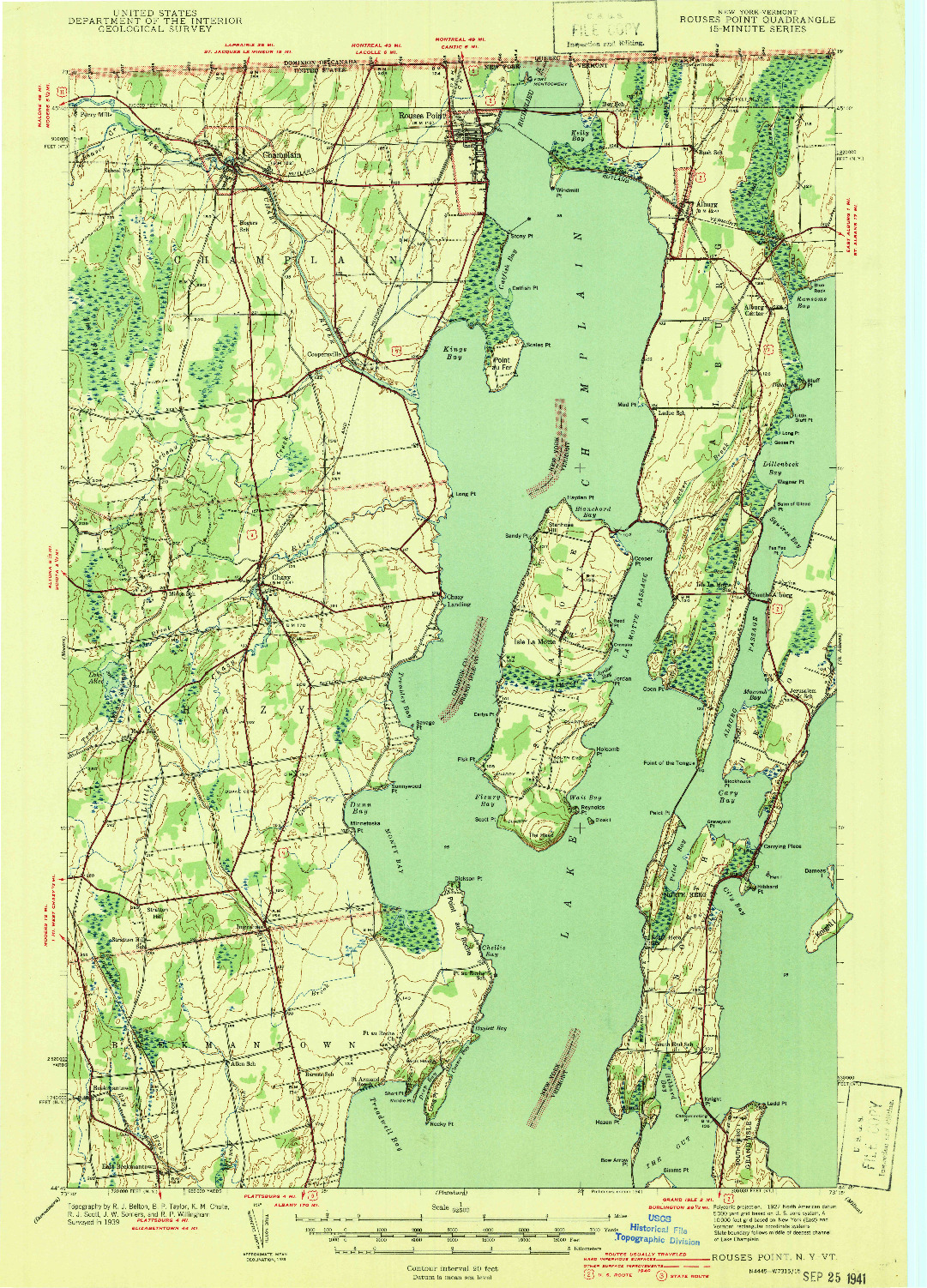 USGS 1:62500-SCALE QUADRANGLE FOR ROUSES POINT, NY 1939