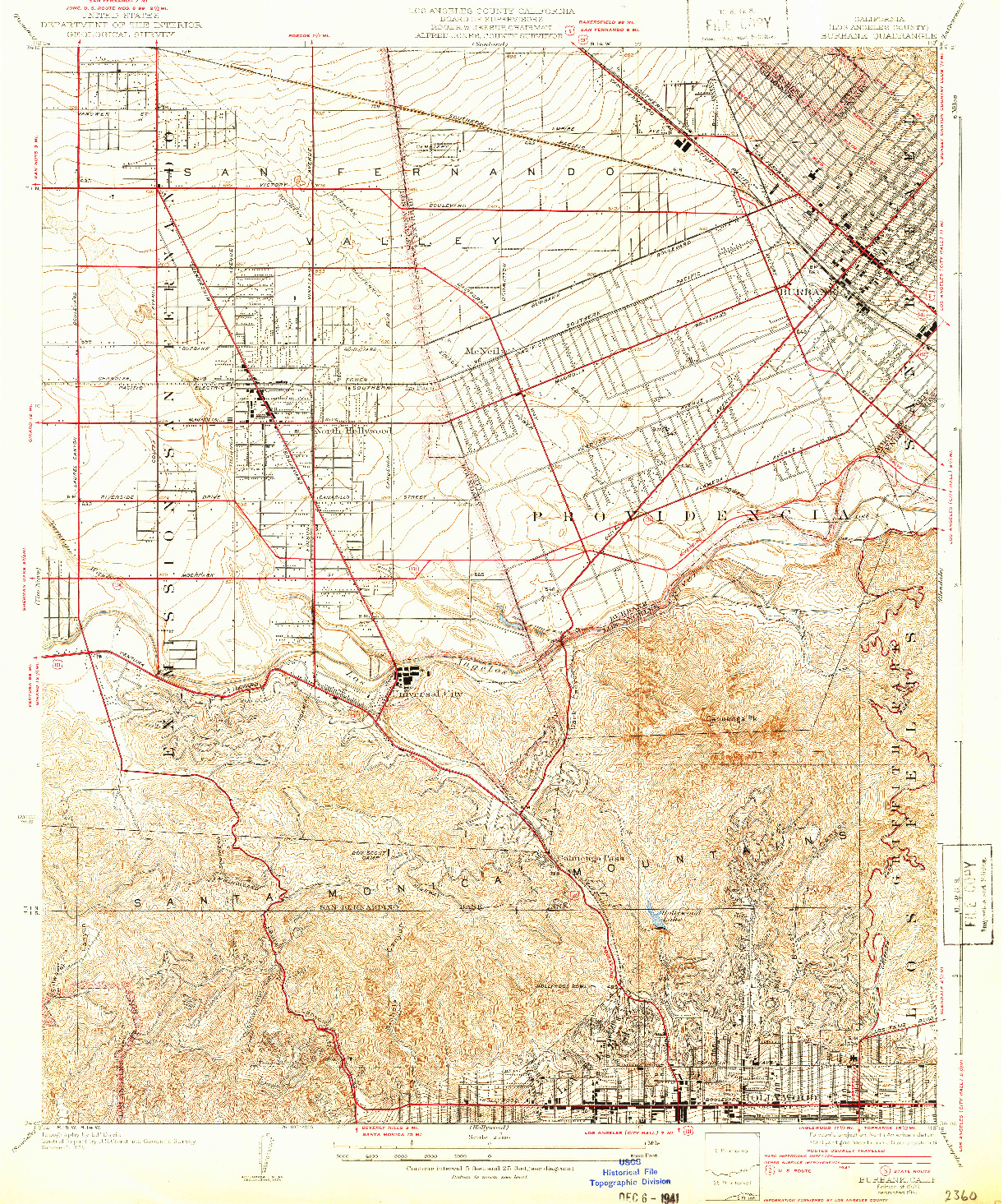 USGS 1:24000-SCALE QUADRANGLE FOR BURBANK, CA 1926