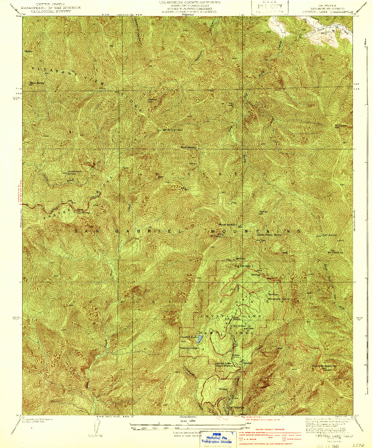 USGS 1:24000-SCALE QUADRANGLE FOR CRYSTAL LAKE, CA 1941