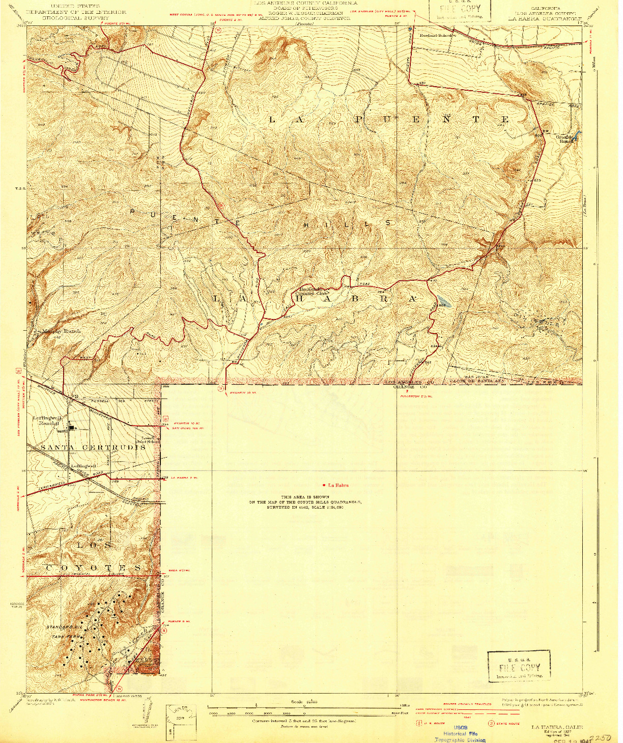 USGS 1:24000-SCALE QUADRANGLE FOR LA HABRA, CA 1927
