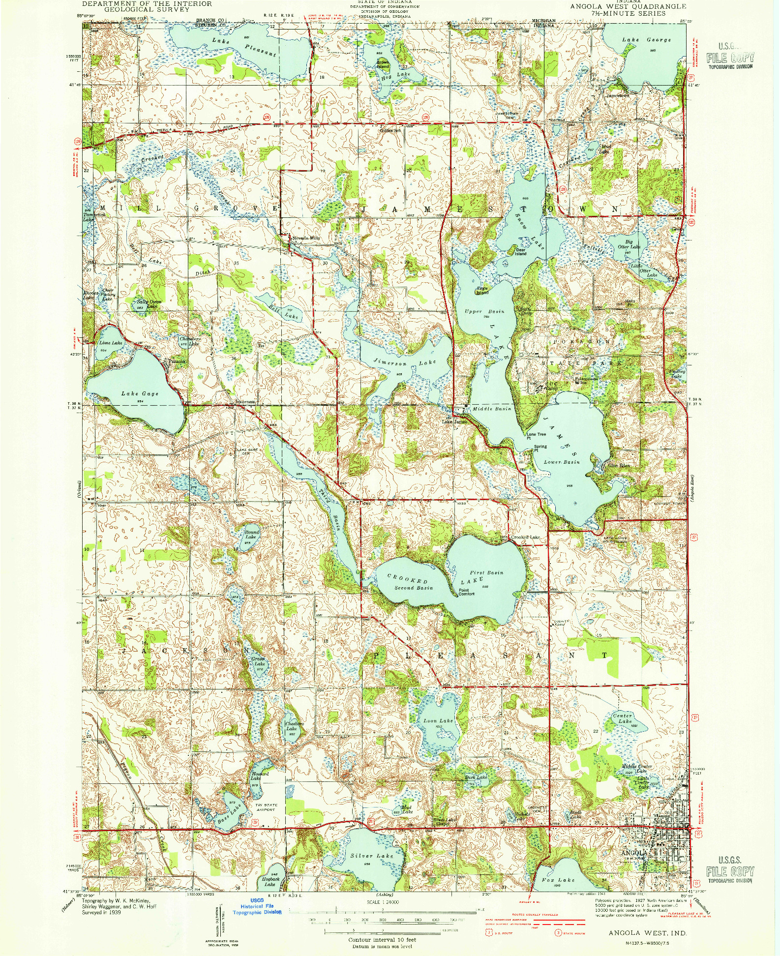 USGS 1:24000-SCALE QUADRANGLE FOR ANGOLA WEST, IN 1941