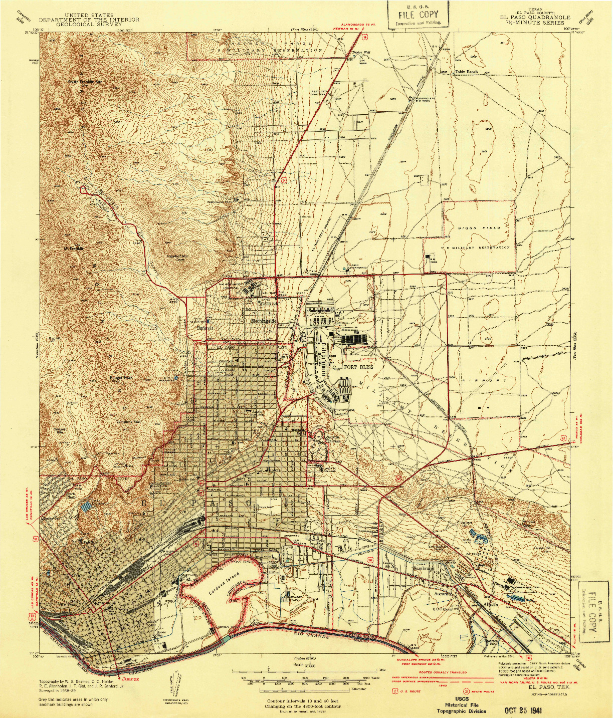 USGS 1:31680-SCALE QUADRANGLE FOR EL PASO, TX 1941