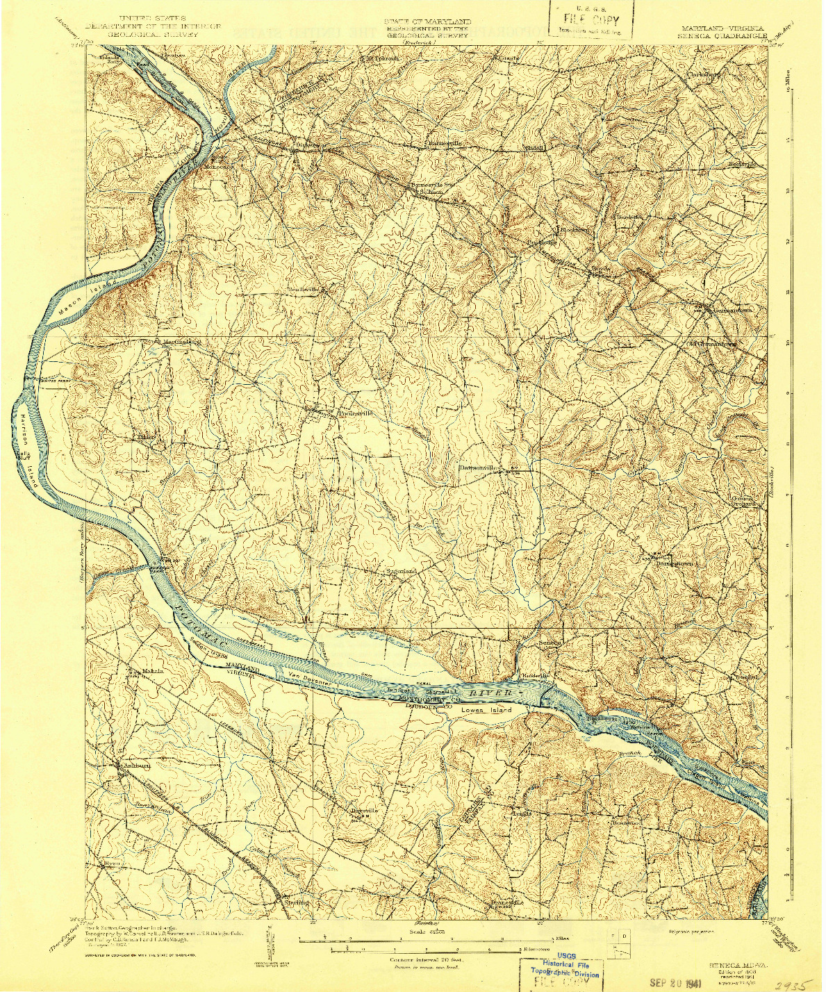 USGS 1:62500-SCALE QUADRANGLE FOR SENECA, MD 1908