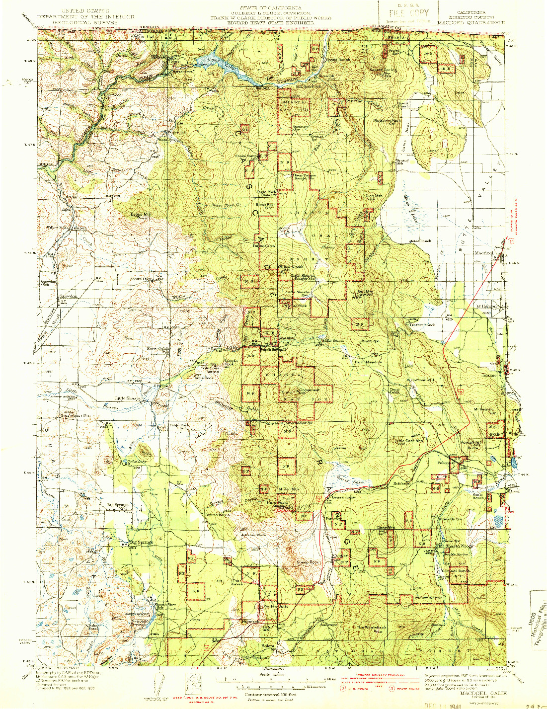 USGS 1:125000-SCALE QUADRANGLE FOR MACDOEL, CA 1941