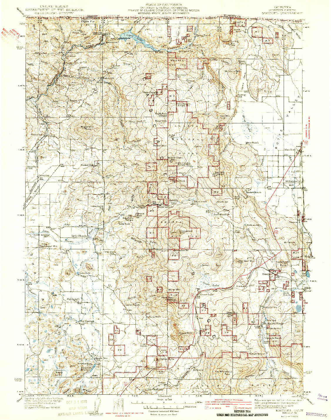 USGS 1:125000-SCALE QUADRANGLE FOR MACDOEL, CA 1941