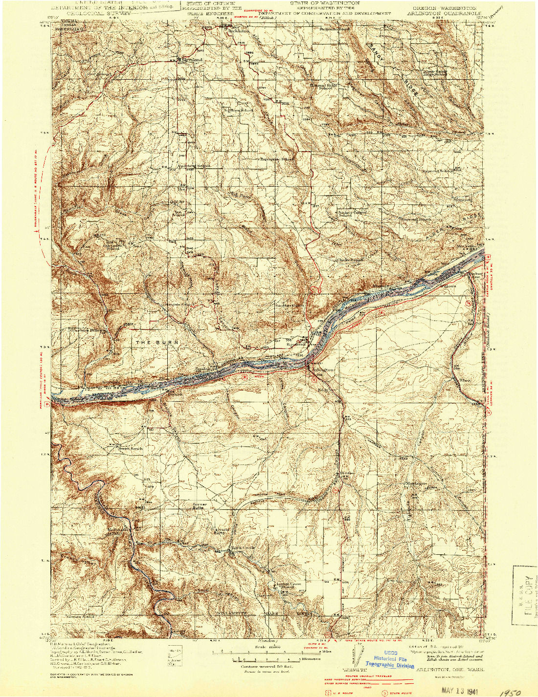 USGS 1:125000-SCALE QUADRANGLE FOR ARLINGTON, OR 1916
