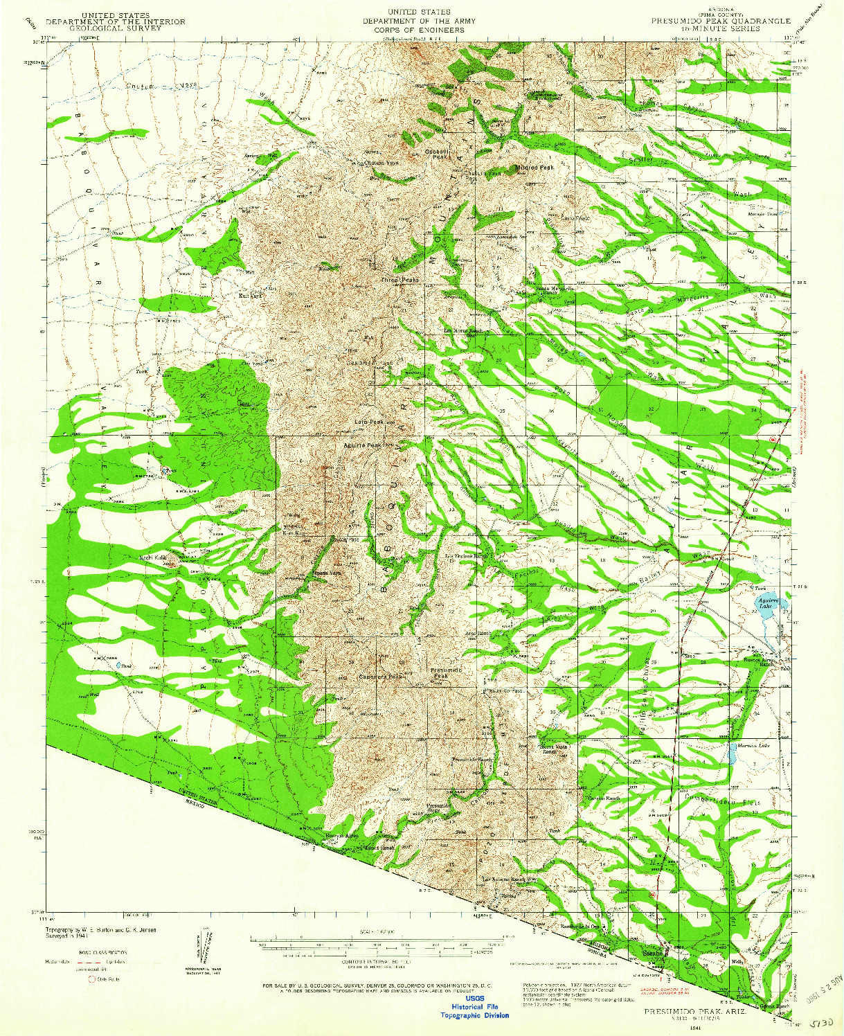 USGS 1:62500-SCALE QUADRANGLE FOR PRESUMIDO PEAK, AZ 1941