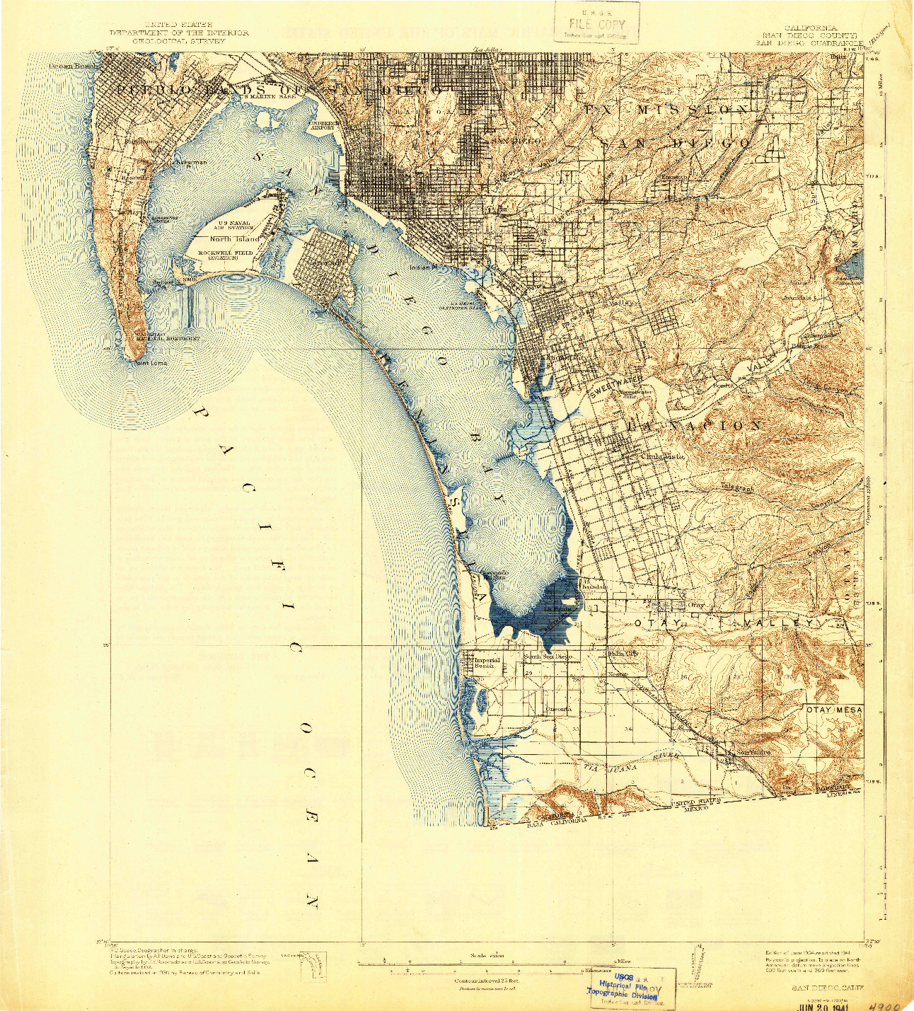 USGS 1:62500-SCALE QUADRANGLE FOR SAN DIEGO, CA 1904