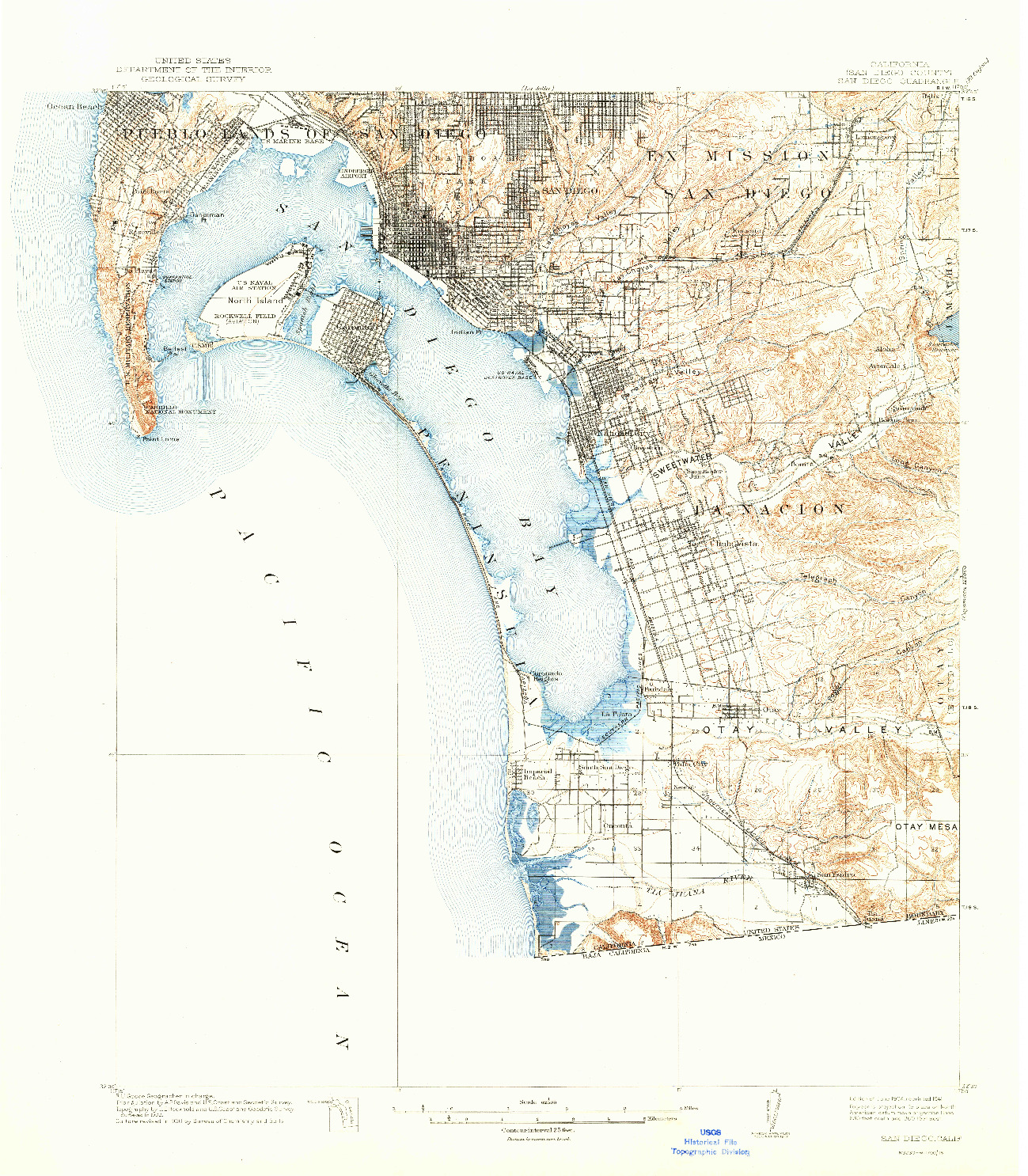 USGS 1:62500-SCALE QUADRANGLE FOR SAN DIEGO, CA 1904