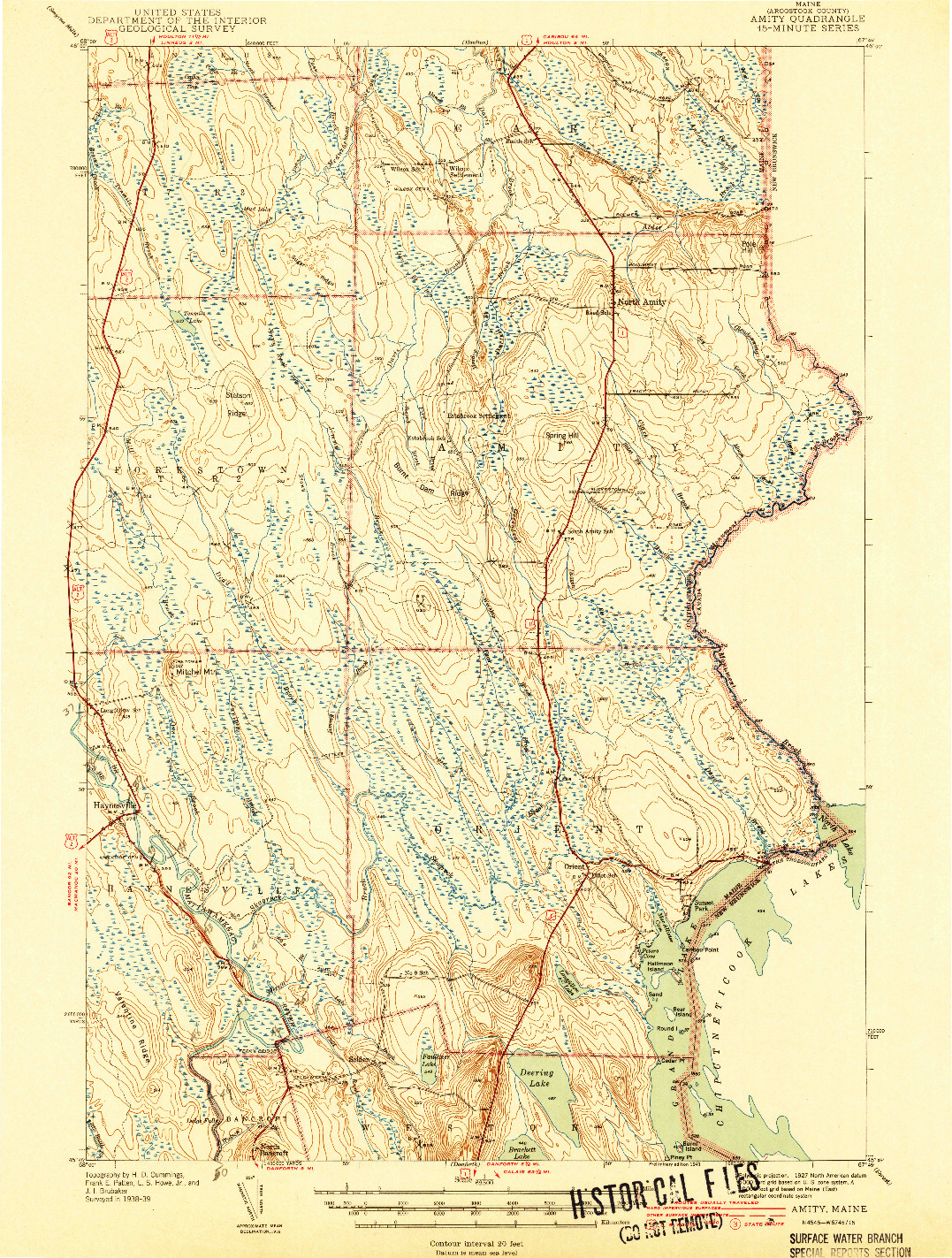 USGS 1:62500-SCALE QUADRANGLE FOR AMITY, ME 1941