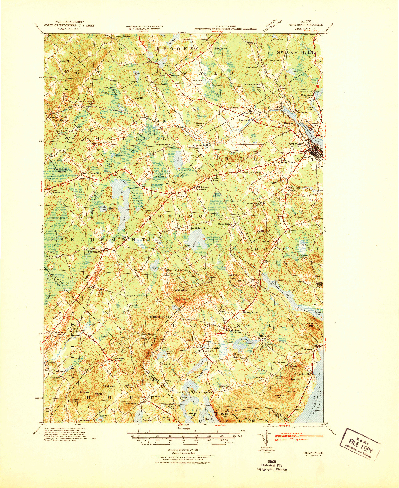 USGS 1:62500-SCALE QUADRANGLE FOR BELFAST, ME 1941