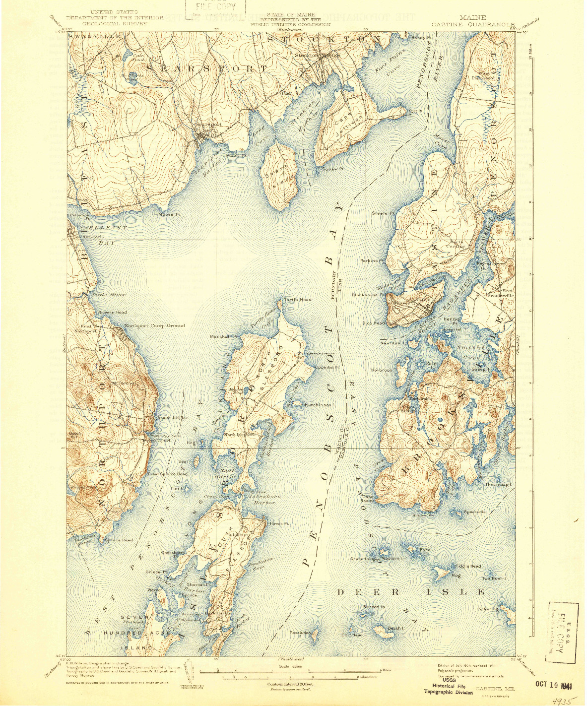 USGS 1:62500-SCALE QUADRANGLE FOR CASTINE, ME 1904